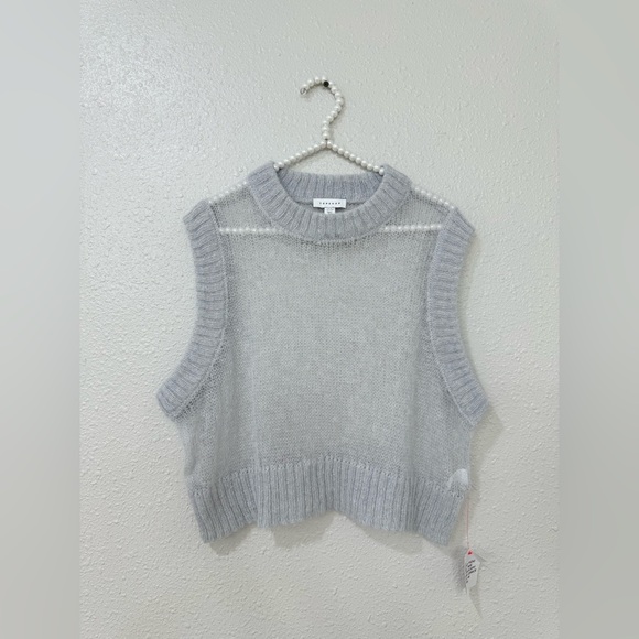 TopShop Open Stitch Sweater Vest Wool Size S -M NWT - Picture 3 of 13